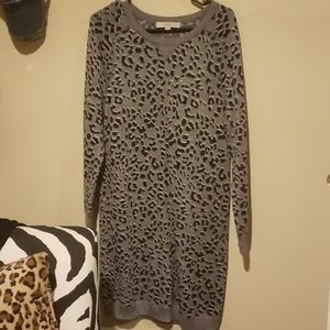 Gray leopard sweater dress